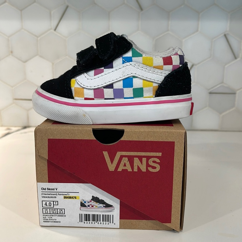 Toddler Rainbow Check Velcro Vans